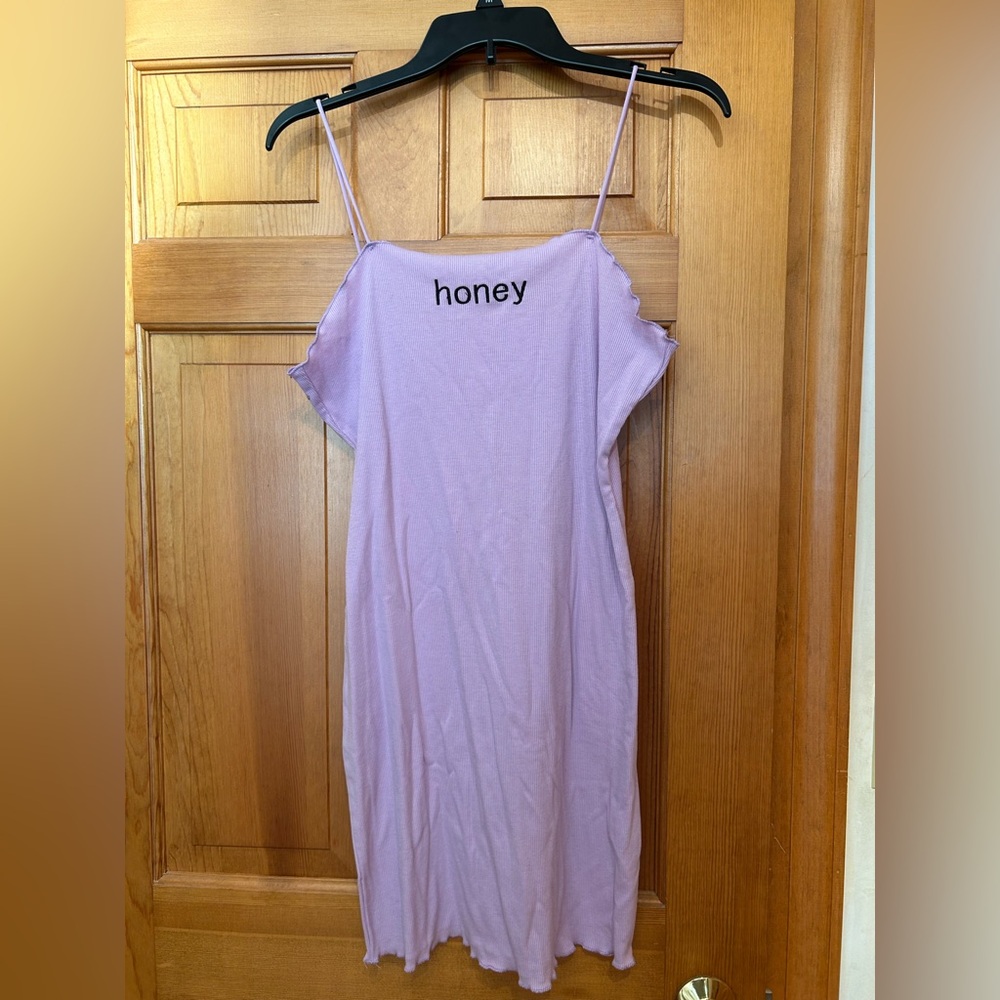 SHEIN Light Purple Midi Dress with 'Honey' Accent